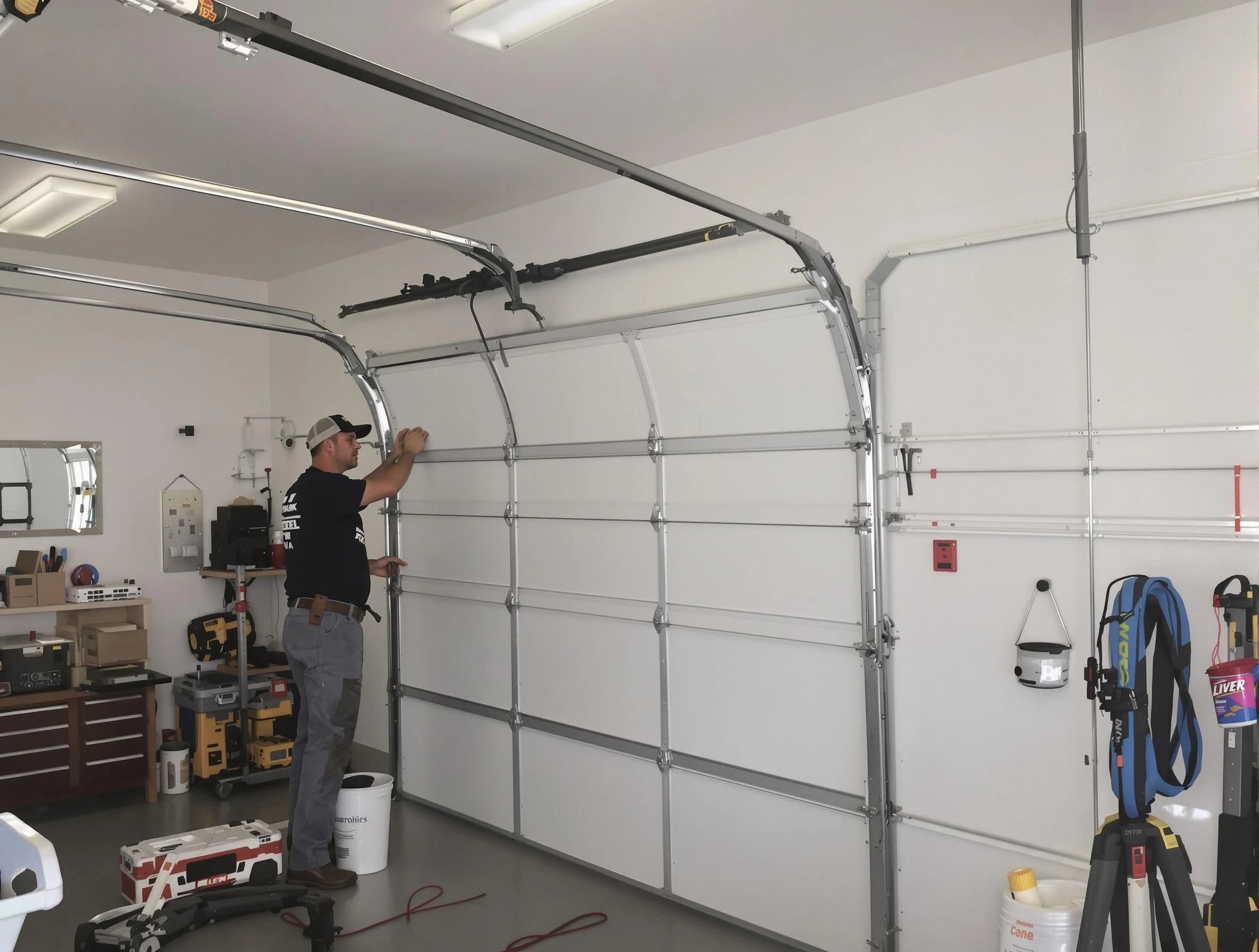 Bosque Farms Garage Door Repair team installing new garage door in Bosque Farms