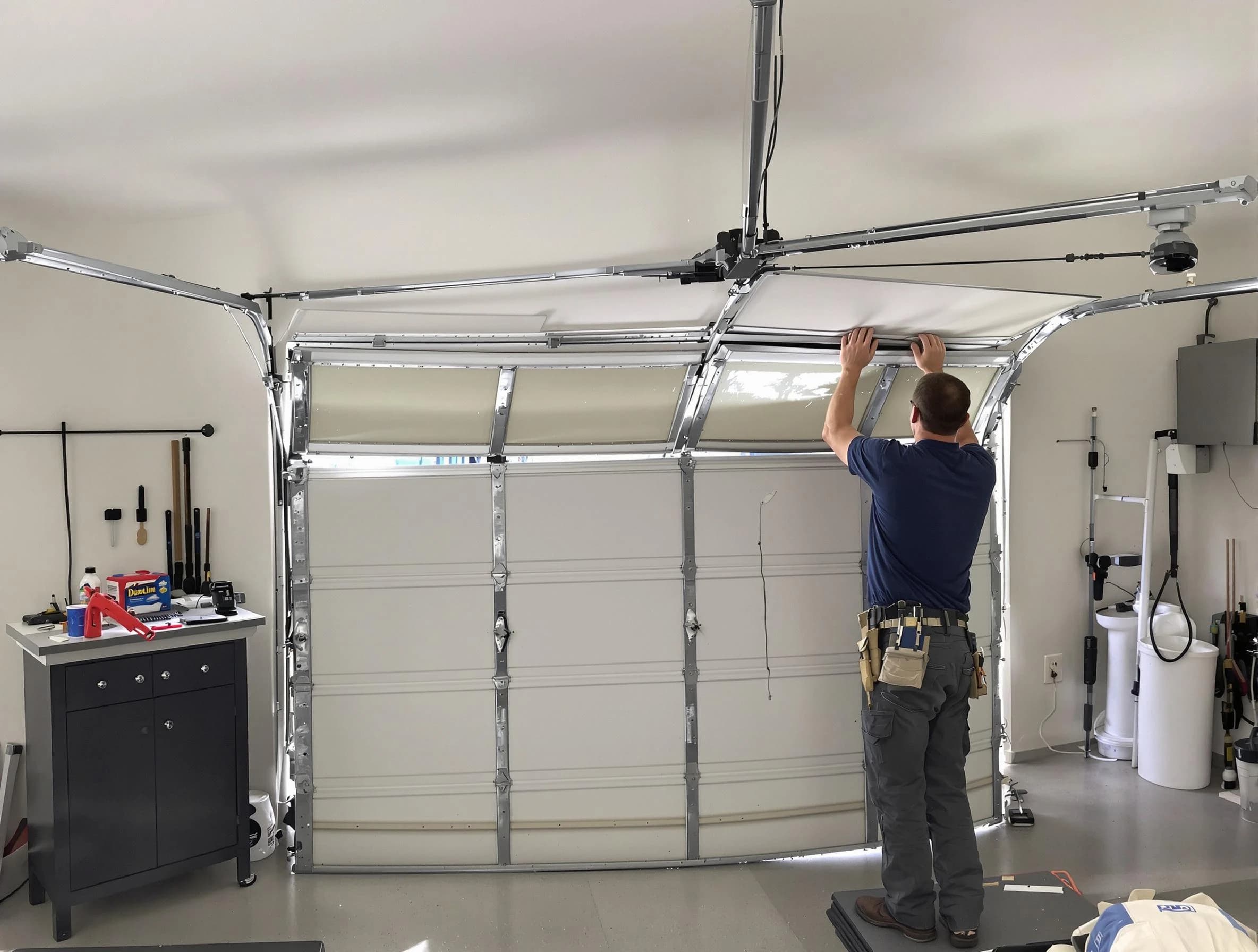 Bosque Farms Garage Door Repair specialist performing precise section replacement on Bosque Farms garage door