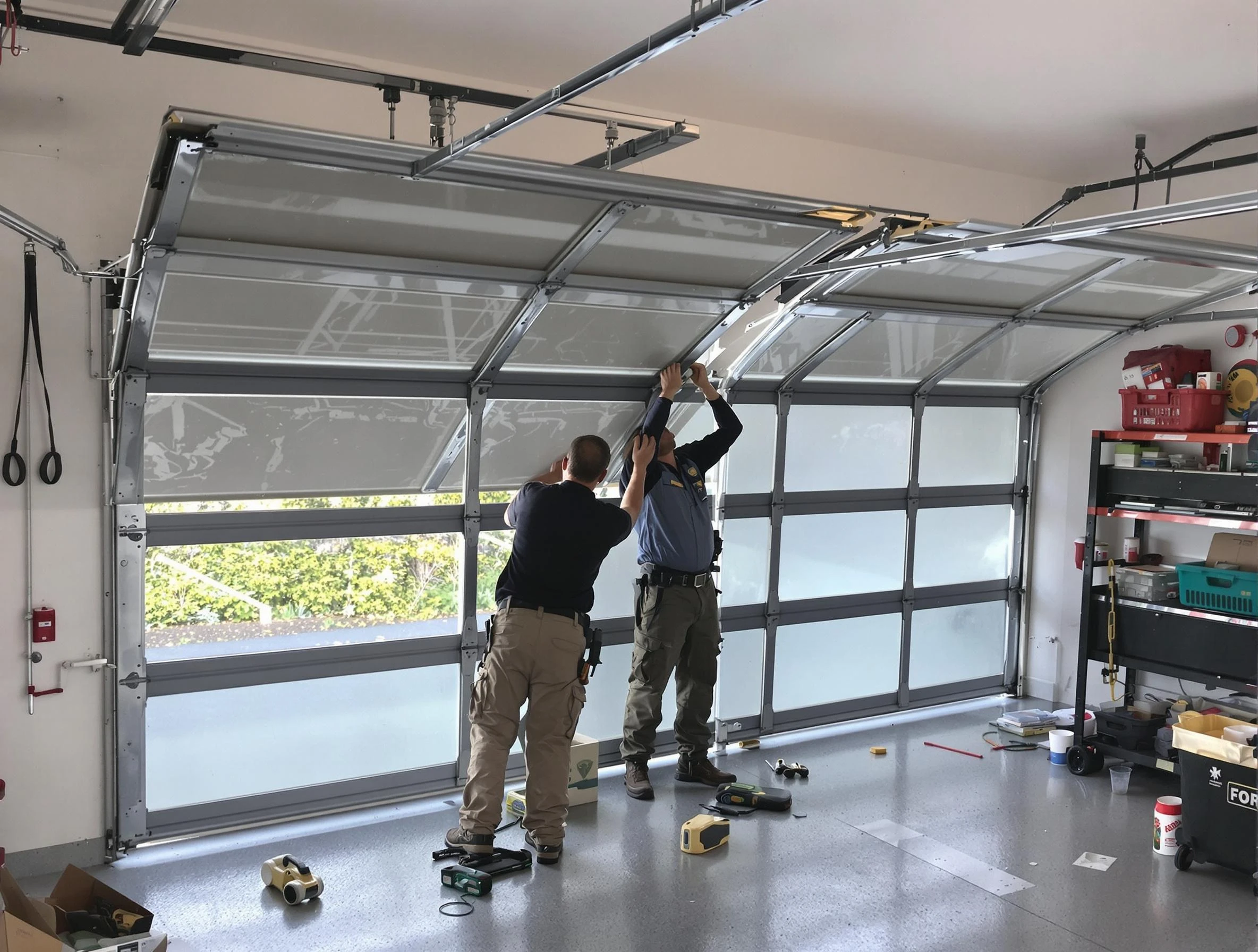 Bosque Farms Garage Door Repair expert performing precise panel replacement on Bosque Farms garage door