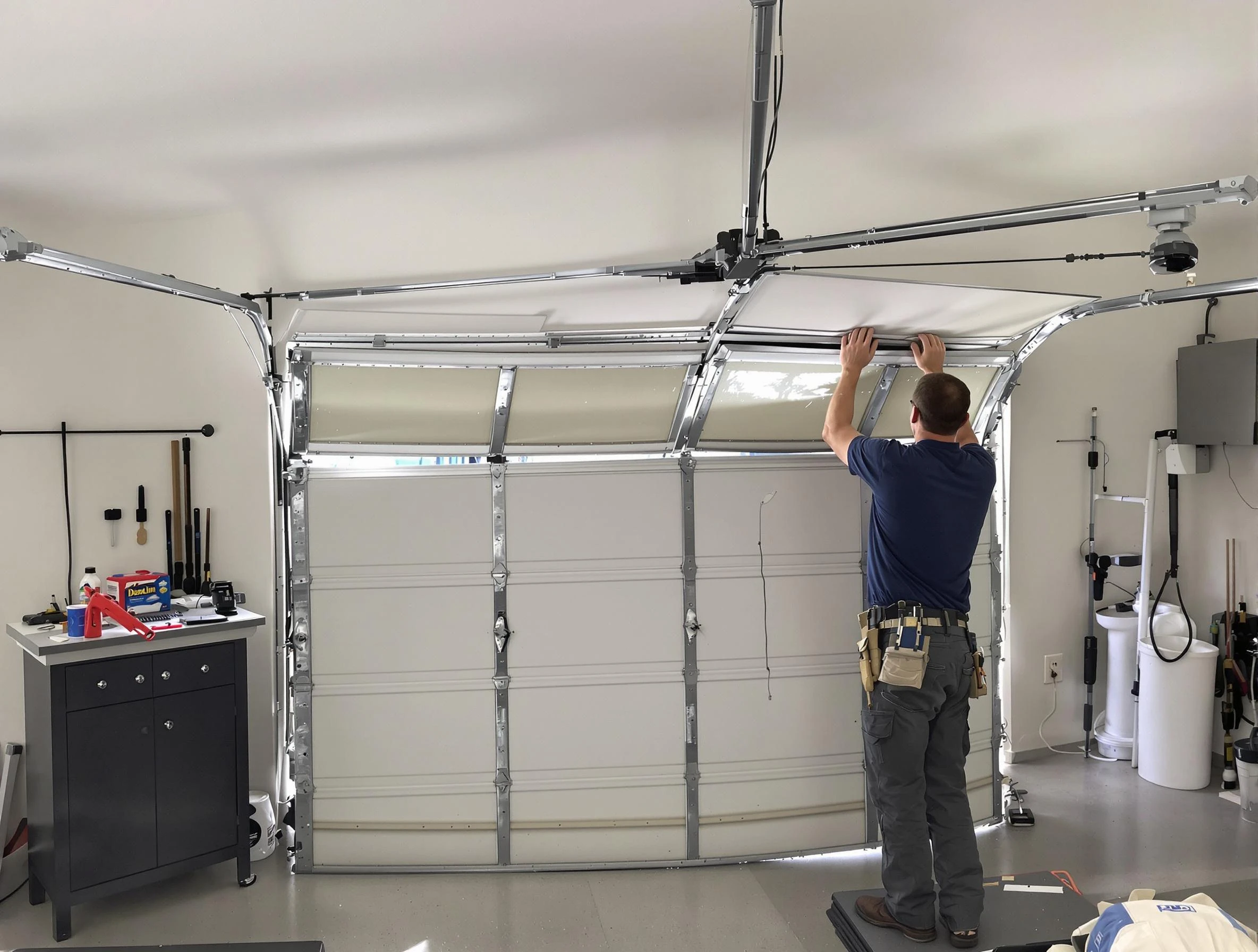 Bosque Farms Garage Door Repair specialist performing precise section replacement on Bosque Farms garage door